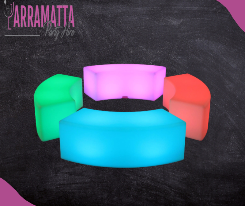 4pc LED Curved Benches