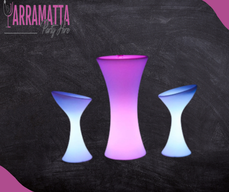 LED Cocktail Table & 2 Stools Set