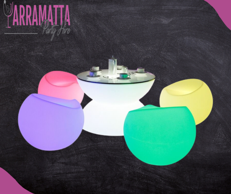 LED Sphere Chairs & Coffee Table Set
