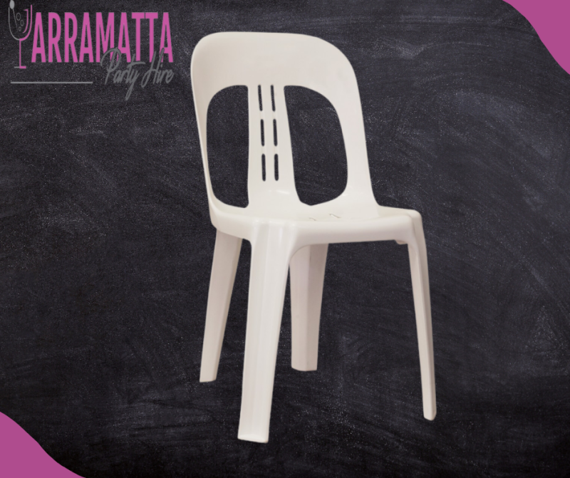 White Plastic Barrel Chairs
