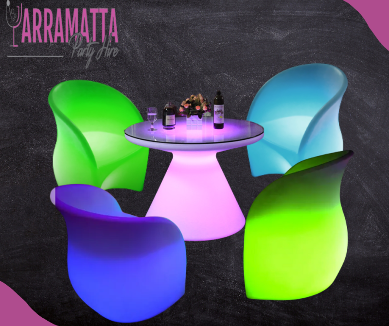 LED 4pc Lady Arm Chair & Mushroom Table Set