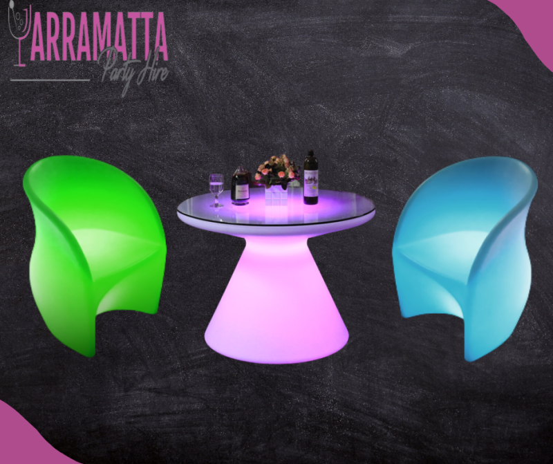 LED 2pc Lady Arm Chair & Mushroom Table Set