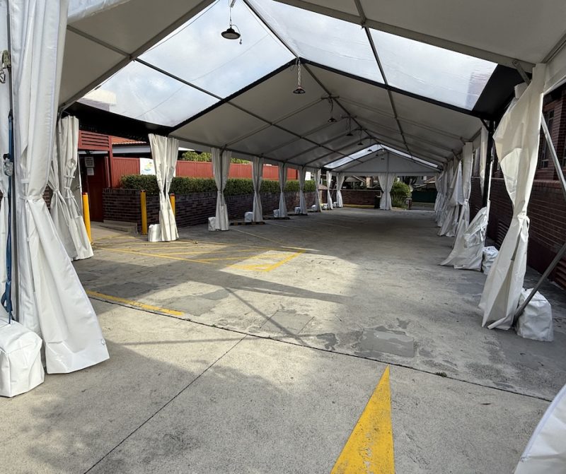 8mx21m White Framed Marquee