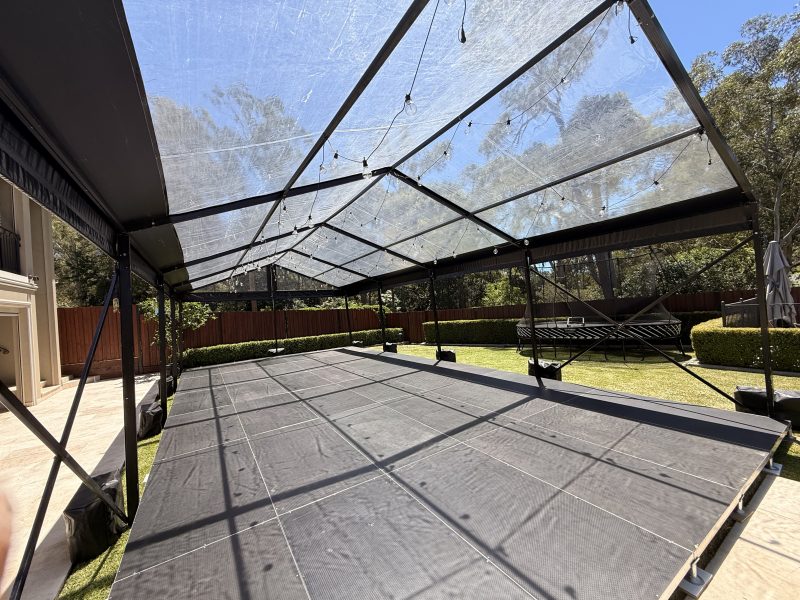 Black Framed Marquee With Clear Ceiling 6m x 15m