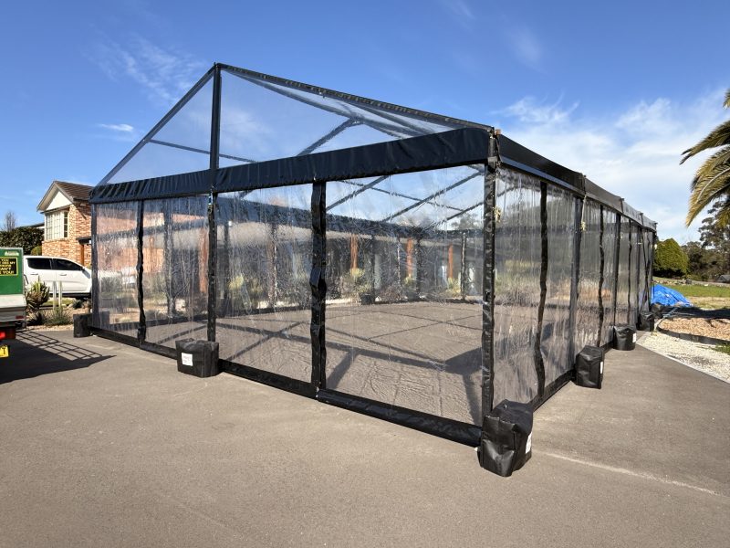 Black Framed Marquee With Clear Ceiling 8m x 15m