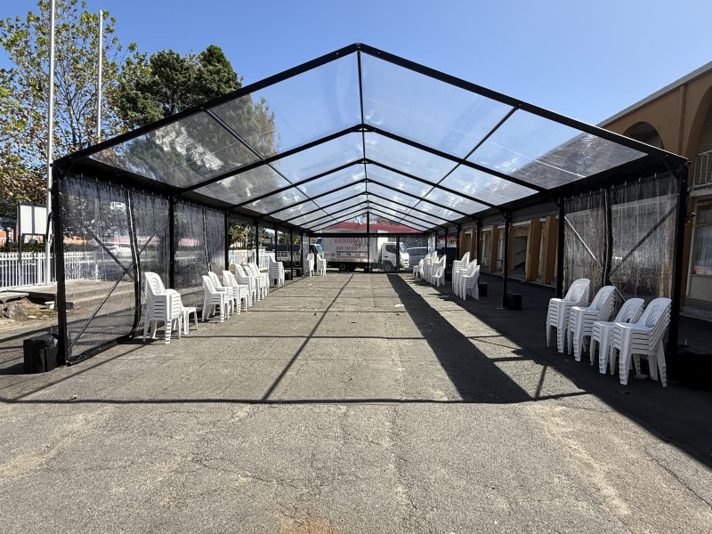 Black Framed Marquee With Clear Ceiling 8m x 18m