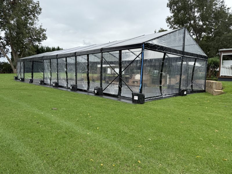 Black Framed Marquee With Clear Ceiling 8m x 21m
