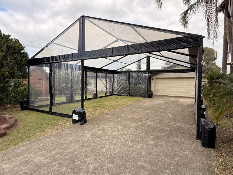 Black Framed Marquee With Clear Ceiling 8m x 9m