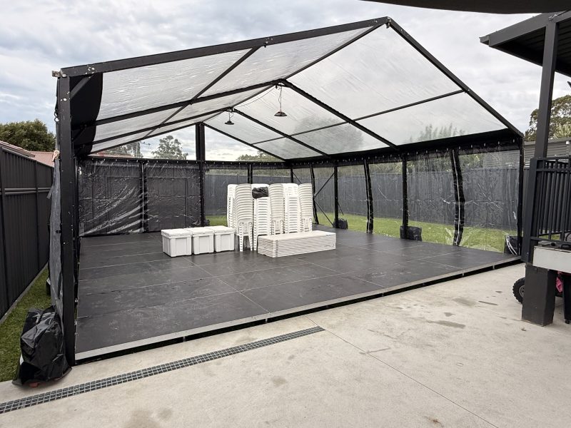 Black Framed Marquee With Clear Ceiling 8m x 6m